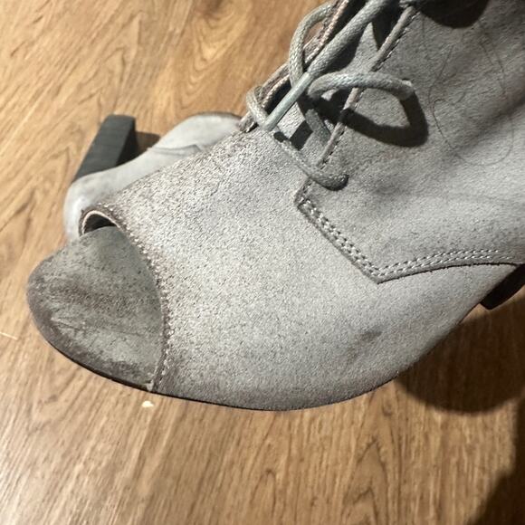 🍷ASOS grey open toe heeled ankle booties size 5 - Picture 2 of 8